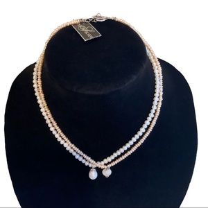 Nwt Vintage Marshall Field’s Sterling Silver & Faux Pearl Necklace With …